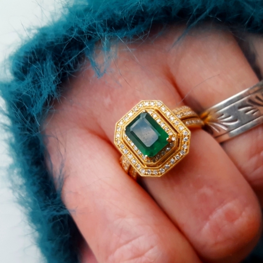 HP💫NWT🌙EFFY  14k Emerald Diamond Ring in Box Brasilica Collection - Picture 8 of 16